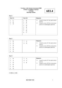 Territory-wide System Assessment 2008 Primary 6 English Language Listening Marking Scheme  6EL4