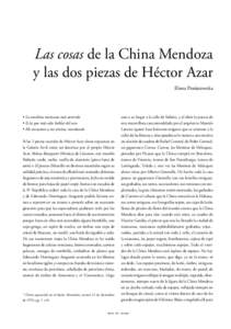 Las cosas de la China Mendoza y las dos piezas de Héctor Azar Elena Poniatowska