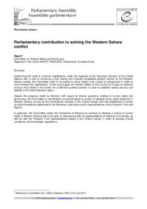Provisional version  Parliamentary contribution to solving the Western Sahara conflict 1