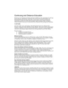 Continuing and Distance Education