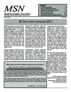 MSN  Inside: Medieval Studies Newsletter A publication of the Medieval Studies Institute at Indiana University