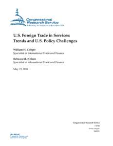 U.S. Foreign Trade in Services: Trends and U.S. Policy Challenges