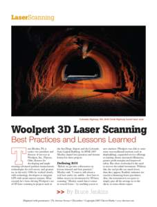 LaserScanning  Colorado Highway 160, Wolf Creek Highway tunnel laser scan Woolpert 3D Laser Scanning Best Practices and Lessons Learned