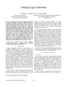 Analog Logic Automata Kailiang Chen1, Jonathan Leu2, and Neil Gershenfeld1 1 2