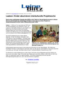 Veröffentlicht auf www.leineblitz.de am Donnerstag, um 14:23 Uhr:  Laatzen: Kinder absolvieren interkulturelle Projektwoche Dank einer großzügigen Spende des NDR an die Tafeln in Deutschland kommen in dieser 