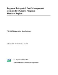 Regional Integrated Pest Management Competitive Grants Program Western Region FY 2013 Request for Applications