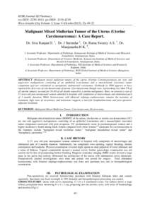 Sarcoma / Anatomical pathology / Uterine sarcoma / Endometrial cancer / Mixed Müllerian tumor / Carcinoma / Carcinosarcoma / Hysterectomy / Uterus / Medicine / Oncology / Gynaecological cancer