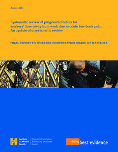 Systematic review of prognostic factors for for workers’ time away from work due to acute low-back pain: An update of a systematic review