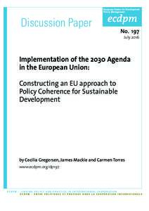 European Union / Public policy / International relations / Sustainability / Economic policy / Policy Coherence for Development / African /  Caribbean and Pacific Group of States / Sustainable Development Goals / European Centre for Development Policy Management / European Environmental Bureau / Economic Partnership Agreements / Sustainable development