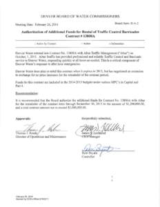 Board of Commissioners Agenda (Feb. 26, 2014): Authorization of Additional Funds for Rental of Traffic Control Barricades