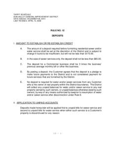 TARIFF SCHEDULE SUN VALLEY GENERAL IMPROVEMENT DISTRICT DATE ISSUED: DECEMBER 09, 2014 LAST REVISED: APRIL 14, 2009  RULE NO. 12