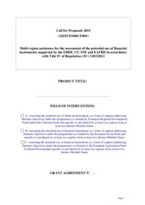 Call for Proposals 2015 <2015CE16BGT001> Multi-region assistance for the assessment of the potential use of financial instruments supported by the ERDF, CF, ESF and EAFRD in accordance with Title IV of Regulation (EU) 13