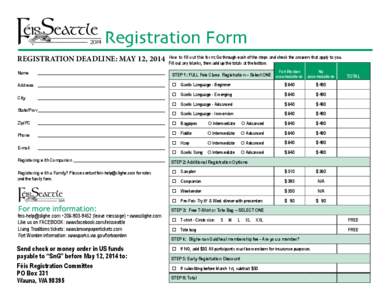 Registration Form REGISTRATION DEADLINE: MAY 12, 2014 Name