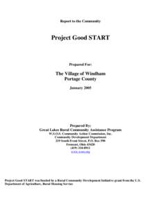 Report to the Community  Project Good START Prepared For: