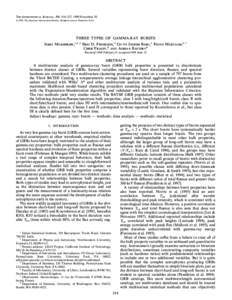 THE ASTROPHYSICAL JOURNAL, 508 : 314È327, 1998 NovemberThe American Astronomical Society. All rights reserved. Printed in U.S.A. THREE TYPES OF GAMMA-RAY BURSTS SOMA MUKHERJEE,1,2,3 ERIC D. FEIGELSON,4 GUTTI