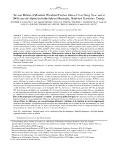 ARCTIC VOL. 65, SUPPL[removed]P. 59 – 79 Diet and Habitat of Mountain Woodland Caribou Inferred from Dung Preserved in 5000-year-old Alpine Ice in the Selwyn Mountains, Northwest Territories, Canada JENNIFER M. G