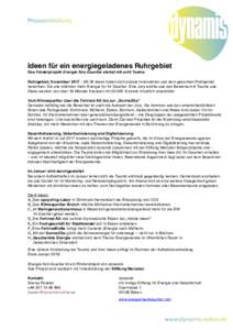 Ideen für ein energiegeladenes Ruhrgebiet Das Förderprojekt Energie fürs Quartier startet mit acht Teams Ruhrgebiet, NovemberMit 36 Ideen hatten sich soziale Innovatoren aus dem gesamten Ruhrgebiet beworben. S