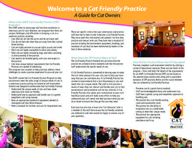 Welcome to a Cat Friendly Practice A Guide for Cat Owners What is the AAFP Cat Friendly Practice (CFP) Program? The AAFP seeks to encourage and facilitate excellence in veterinary care for cats. However, we recognize tha