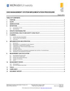 OH&S MANAGEMENT SYSTEM OVERVIEW MANUAL