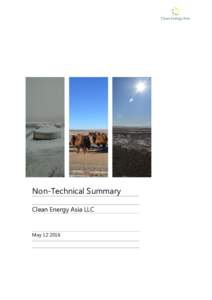 Non-Technical Summary Clean Energy Asia LLC 10F Naiman Zovkhis 21 Seoul Street UlaanbaatarMongolia