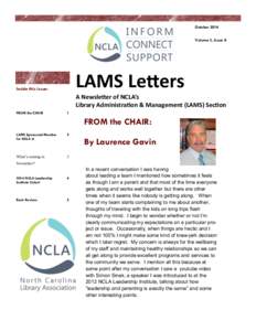 October 2014 Volume 3, Issue 8 LAMS Letters  Inside this issue: