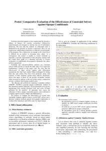 Poster: Comparative Evaluation of the Effectiveness of Constraint Solvers against Opaque Conditionals Fabrizio Biondi Sébastien Josse