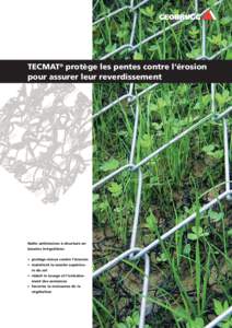 TECMAT® protège les pentes contre l‘érosion pour assurer leur reverdissement Natte antiérosion à structure en boucles irrégulières: • protège mieux contre l‘érosion