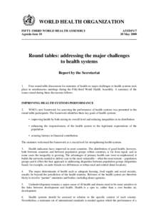 WORLD HEALTH ORGANIZATION FIFTY-THIRD WORLD HEALTH ASSEMBLY Agenda item 10 A53/DIV/7 20 May 2000