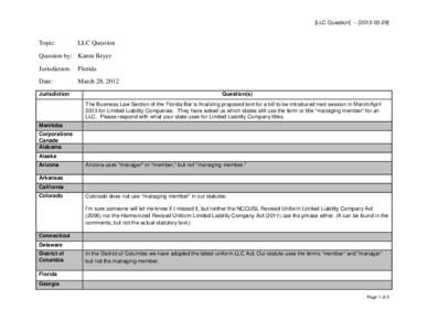 [LLC Question] – [Topic: LLC Question