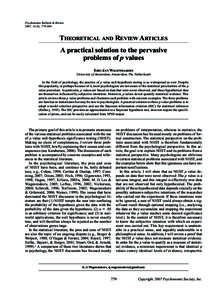 Psychonomic Bulletin & Review 2007, 14 (5), Theoretical and Review Articles A practical solution to the pervasive problems of p values