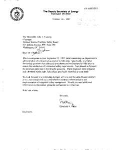 [removed]The Deputy Secretary of Energy Washington, DC[removed]October 16, 1997