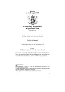 Reprint as at 21 August 1998 Community Magistrates RegulationsSR)