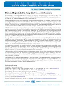 U N A M S I L  United Nations Mission in Sierra Leone Fact Sheet 4: Economic Recovery and Development