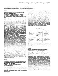 Clinical Microbiology and Infection, Volume 12, Supplement 4, 2006  Antibiotic prescribing – quality indicators P1460 Is self-medication with antibiotics in Europe driven by prescribed use?