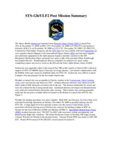 STS-126/ULF2 Post Mission Summary