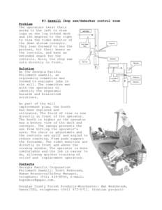 #3 Sawmill Chop saw/debarker control room Problem The operators twist their necks to the left to view BEFORE logs on the log infeed deck