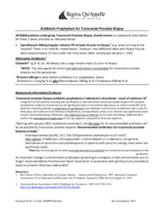 Transrectal Prostate Biopsy Antibiotic Prophylaxis - Jan. 2013