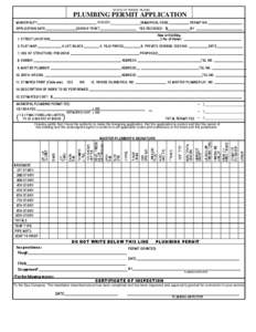 STATE OF RHODE ISLAND  PLUMBING PERMIT APPLICATION SMITHFIELD ISSUED