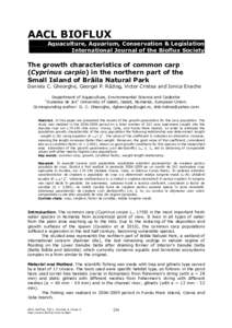 AACL BIOFLUX Aquaculture, Aquarium, Conservation & Legislation International Journal of the Bioflux Society The growth characteristics of common carp (Cyprinus carpio) in the northern part of the