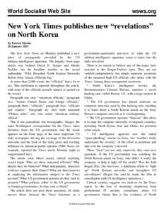 World Socialist Web Site  wsws.org New York Times publishes new “revelations” on North Korea