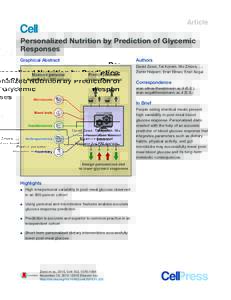 Article  Personalized Nutrition by Prediction of Glycemic Responses Graphical Abstract