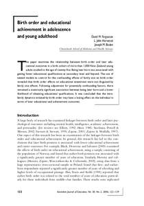 Birth order and educational achievement in adolescence and young adulthood