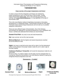 Information About Thermometers and Temperature Monitoring