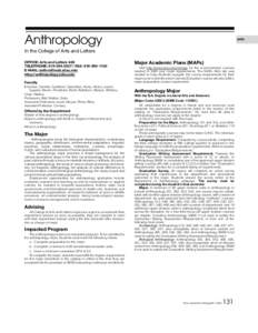 Anthropology  ANTH In the College of Arts and Letters OFFICE: Arts and Letters 448