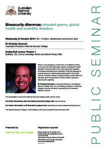 Biology / Biodefense / Bioterrorism / Time / Science / Biological warfare / Biosecurity / Australian National University