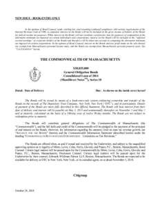 NEW ISSUE - BOOK-ENTRY-ONLY  In the opinion of Bond Counsel, under existing law, and assuming continued compliance with various requirements of the Internal Revenue Code of 1986, as amended, interest on the Bonds will no