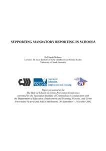 Support Mandatory Reporting in Schools