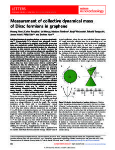 LETTERS PUBLISHED ONLINE: 22 JUNE 2014 | DOI: [removed]NNANO[removed]Measurement of collective dynamical mass of Dirac fermions in graphene Hosang Yoon1, Carlos Forsythe2, Lei Wang3, Nikolaos Tombros2, Kenji Watanabe4, T