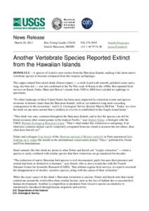 News Release March 20, 2011 Ben Young Landis, USGS Estelle Merceron, MNHN