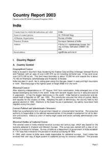 Country Report[removed]Based on the PCGIAP-Cadastral Template[removed]India Country/state for which the indications are valid